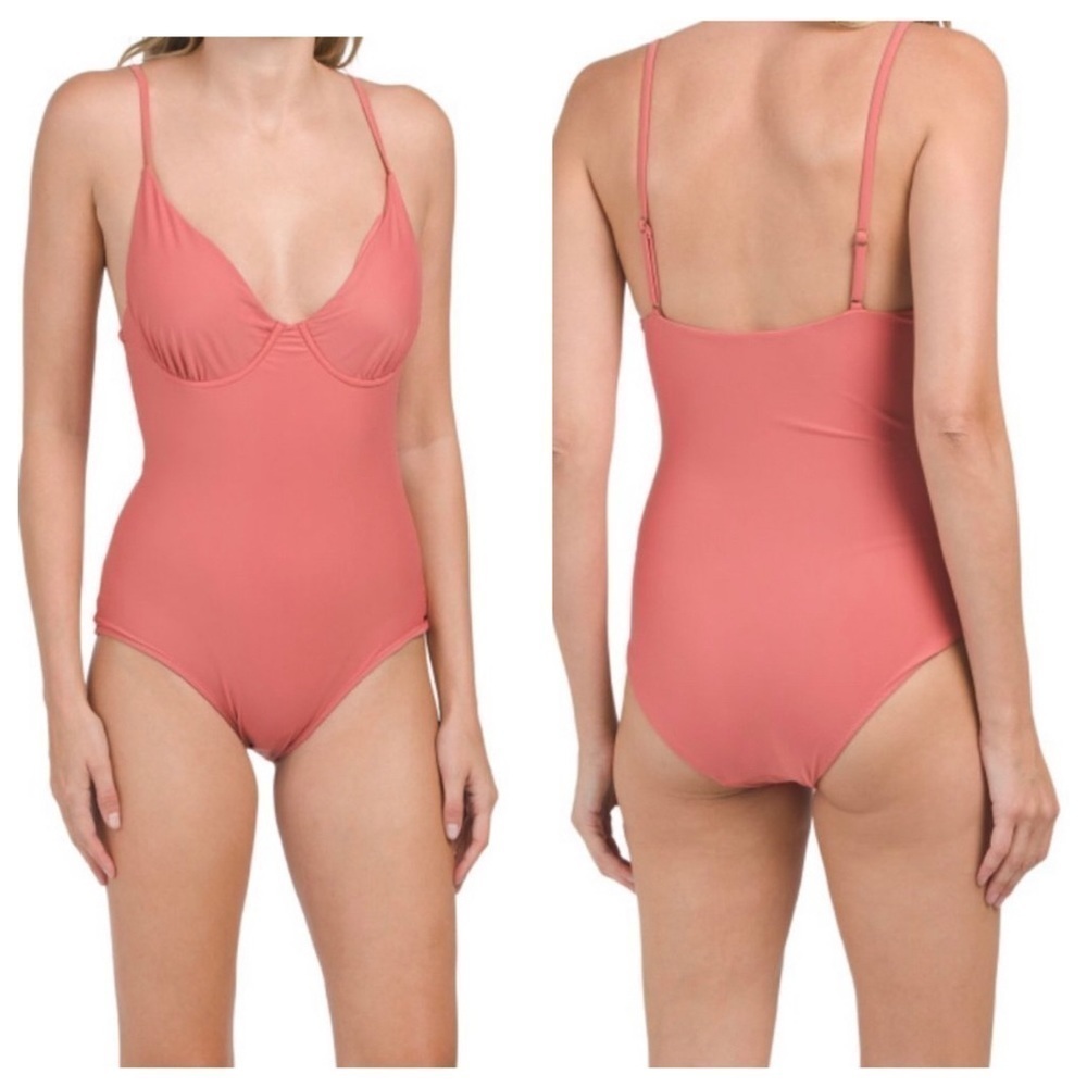 Andie Luna punch pink underwire one piece swimsuit small